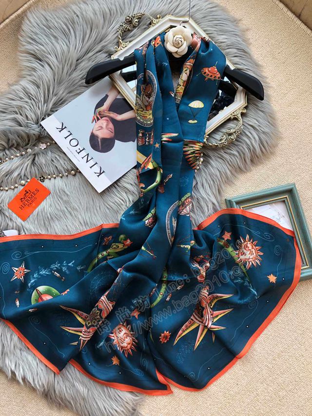 HERMES圍巾 愛馬仕專櫃新品 真絲喬其緞長巾 愛馬仕經典女絲巾  llwj6665